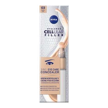 Nivea Hyaluron Cellular Filler, krem korygujący pod oczy, 3w1, nr 03, 4ml