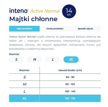 Inteno Active Normal, majtki chłonne, rozmiar M, 10 szt.