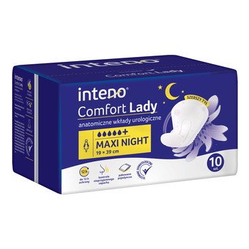 Inteno Comfort Lady, anatomiczne wkładki urologiczne, Maxi Night, x10