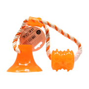 Duvoplus Tug 'n Chew Toy, zabawka dla psa z przyssawką i sznurkiem, pomarańczowy, 1 szt.