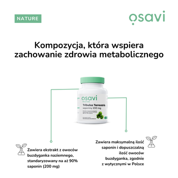 Osavi Tribulus Terrestris, saponiny 200 mg, kapsułki twarde, 180 szt.