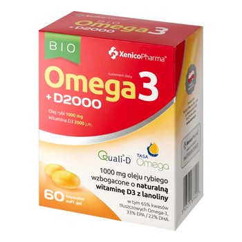 BIO Omega 3 + D2000, kapsułki softgel, 60 szt.