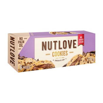 Allnutrition Nutlove Cookies Chocolate Chip, ciasteczka z nadzieniem orzechowo-kakaowym, 130 g