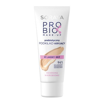 Soraya Probio Make-Up, prebiotyczny podkład kryjący, jasny beż 01, 30ml