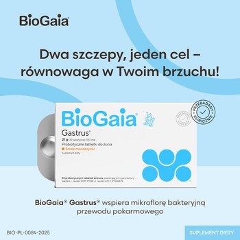 BioGaia Gastrus, tabletki do żucia o smaku mandarynkowym, 30 szt.