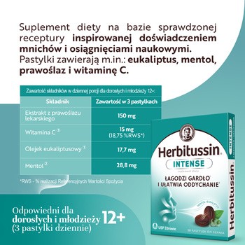 Herbitussin Intense, pastylki do ssania, 10 szt.