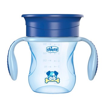 Chicco, Kubek 360⁰ do samodzielnego picia, niebieski, 12 m+, 200 ml, 1 szt.