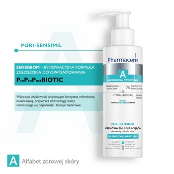 Pharmaceris A Puri-Sensimil, kremowa emulsja myjąca do twarzy i okolic oczu, 190 ml