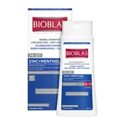 Bioblas, ziołowy, przeciwłupieżowy szampon z odżywką (2 w 1) z cynkiem i mentolem, 360 ml