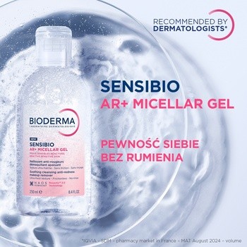 Bioderma Sensibio AR+ Micellar Gel, żel micelarny do skóry wrażliwej, 250 ml