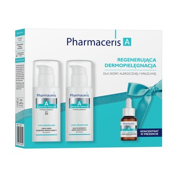Zestaw Promocyjny Pharmaceris A, lekki krem głęboko nawilżający, SPF 20, 50 ml + multilipidowy krem odżywczy, 50 ml + duo koncentrat z witaminami A i E, 15 ml W PREZENCIE