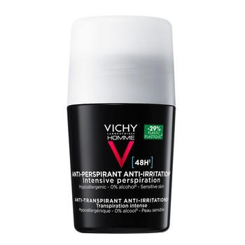 Vichy Homme, dezodorant-antyperspirant 48h, skóra wrażliwa, roll-on, 50 ml