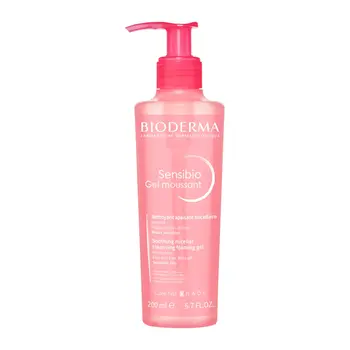 Bioderma Sensibio Gel Moussant, łagodzący żel micelarny do oczyszczania twarzy o działaniu nawilżającym, 200 ml