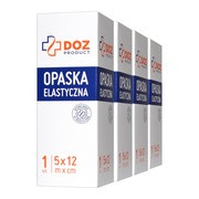 Zestaw 4x DOZ PRODUCT Opaska elastyczna tkana z zapinką, 5 m x 12 cm, 1 szt.