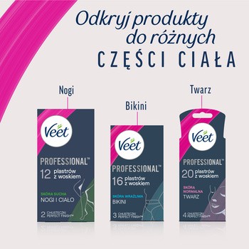 Veet Easy-Gel, plastry do depilacji z woskiem dla skóry wrażliwej, 40 szt.