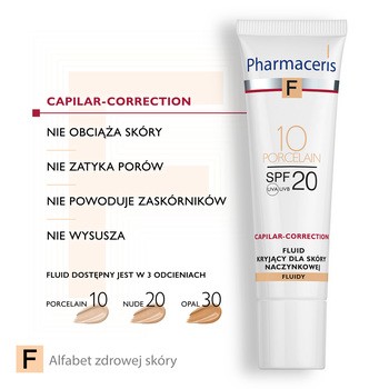 Pharmaceris F, fluid kryjący dla skóry naczynkowej, Porcelain 10, 30 ml