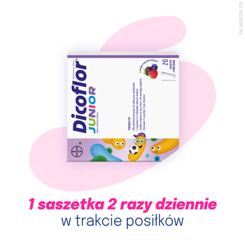 Dicoflor Junior, saszetki z proszkiem, smak owoce leśne, 20 szt.