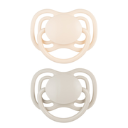 Canpol Babies, smoczek silikonowy DentalAir 0-6 m symetryczny, kremowy, 2 szt.