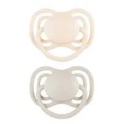 Canpol Babies, smoczek silikonowy DentalAir 0-6 m symetryczny, kremowy, 2 szt.