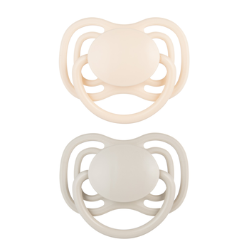 Canpol Babies, smoczek silikonowy DentalAir 0-6 m symetryczny, kremowy, 2 szt.