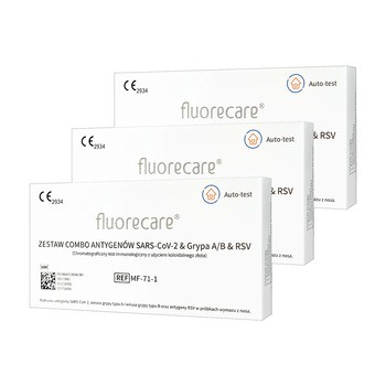 Zestaw 3 x Test Fluorecare, zestaw combo antygenowy, SARS-CoV2&Grypa A/B&RSV