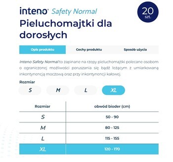 Inteno Safety Normal, pieluchomajtki dla dorosłych, L, 30 szt.