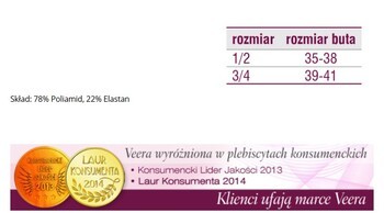 Veera, Przeciwżylakowa, podkolanówki, otwarte palce, 140 DEN, solei, rozmiar 3/4 (39-41)