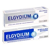 Zestaw Elgydium Whitening, pasta do zębów, wybielająca, 75 ml + Elgydium Brilliance & Care, pasta do zębów przeciw przebarwieniom, 30 ml