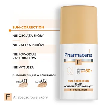 Pharmaceris F, fluid ochronno-korygujący, Ivory 01, SPF 50+, 30 ml