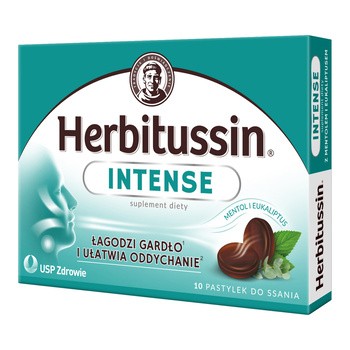 Herbitussin Intense, pastylki do ssania, 10 szt.