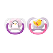 Avent Ultra Air Animals, smoczek-gryzaczek, girl, 0-6 m, 2 szt.