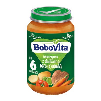 BoboVita, warzywa z delikatną wołowiną, 6 m+, 190 g