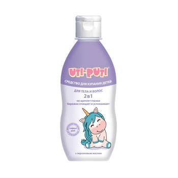 Uti-Puti, żel pod prysznic i szampon 2w1 z olejkiem brzoskwiniowym 0+, 200 ml