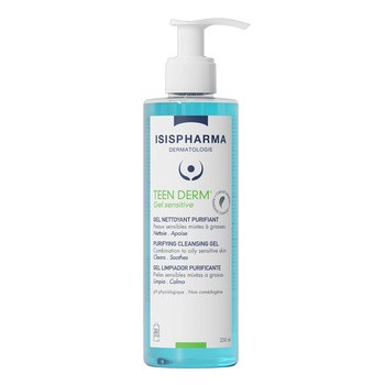 ISISPHARMA TEEN DERM GEL SENSITVE, oczyszczający żel do mycia twarzy, 400 ml