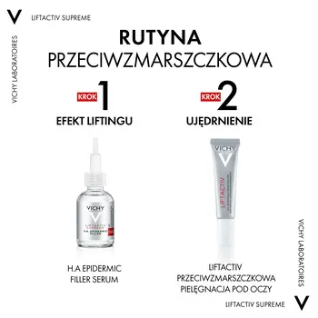 Vichy Liftactiv, przeciwzmarszczkowa pielęgnacja ujędrniająca pod oczy z kwasem hialuronowym, 15 ml