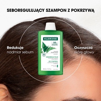 Klorane, seboregulujący szampon z organiczną pokrzywą, 400 ml