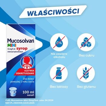 Mucosolvan Mini, 15 mg/5 ml, syrop, 100 ml