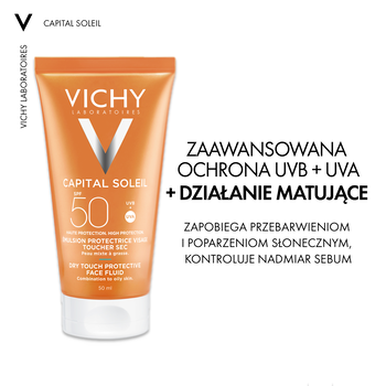 Vichy Capital Soleil, matujący krem do twarzy SPF 50, 50 ml