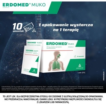 Erdomed Muko, 225 mg, proszek do sporządzania zawiesiny doustnej, 20 saszetek