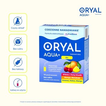Oryal Aqua+, saszetki z proszkiem, mix smaków, 14 szt.