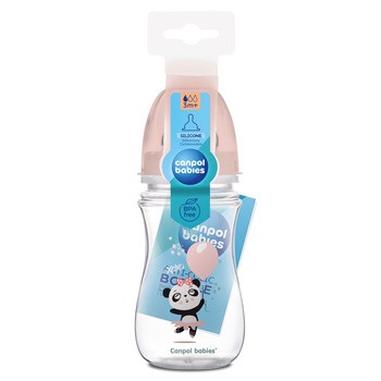 Canpol Easy Start Toys, butelka szerokootworowa, antykolkowa, różowa, 240 ml