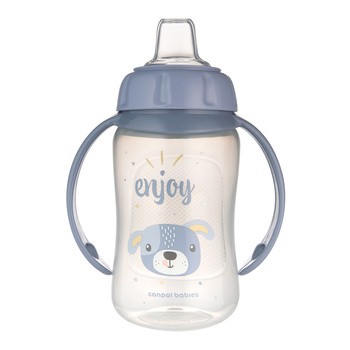 Canpol Babies, kubek treningowy Cute Animlas, 320 ml, niebieski, 1 szt.