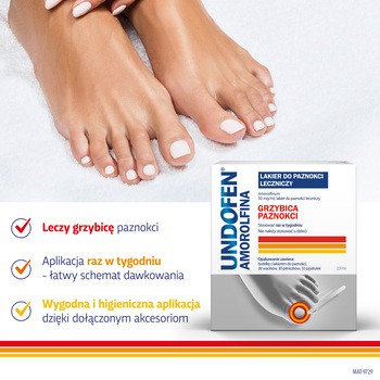 Undofen Amorolfina, 50 mg/ml, lakier do paznokci leczniczy, 2,5 ml
