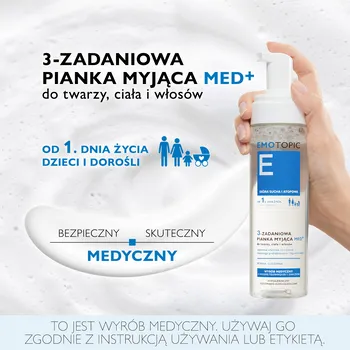 Emotopic Med+, 3-zadaniowa pianka myjąca, 200 ml