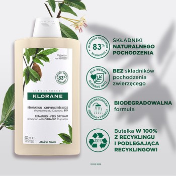 Klorane, szampon z organicznym Cupuacu, regenerujący, 400 ml