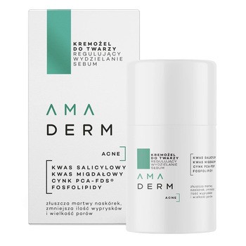 Amaderm Acne, kremożel do twarzy regulujący wydzielanie sebum, 50 ml