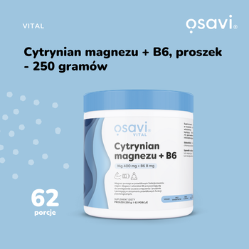 Osavi Cytrynian magnezu + B6, proszek, 250 g