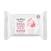 Equilibra Rosa, różane micelarne chusteczki do demakijażu z kwasem hialuronowym, 25 szt.