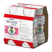 Resource Junior, płyn o smaku truskawkowym, 4 x 200 ml