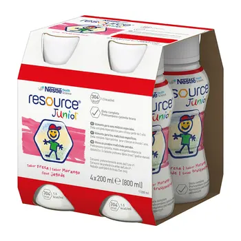 Resource Junior, płyn o smaku truskawkowym, 4 x 200 ml
